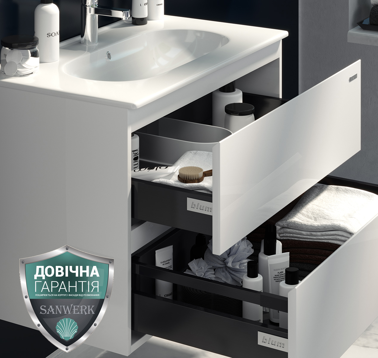 Тумба з умивальником 81×46 см у ванну кімнату